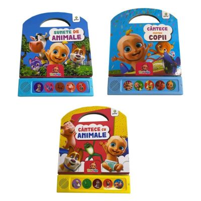 Set 3 carti Colectia Carti TraLaLa cu sunete: Sunete de animale, Cantece pentru copii si Cantece cu animale
