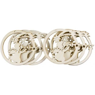 Accesorii creatie, lemn decupat, glob cu ingeras, set 6 buc, Colorarte