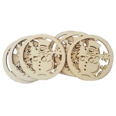 Accesorii creatie, lemn decupat, glob cu Om de zapada, set 6 buc, Colorarte, FS-MF