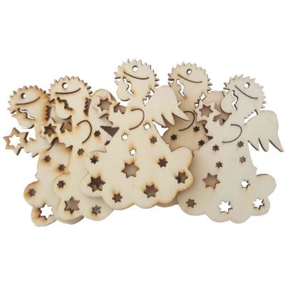 Accesorii creatie, lemn decupat, ingeras, set 6 buc, Colorarte, FS-MF