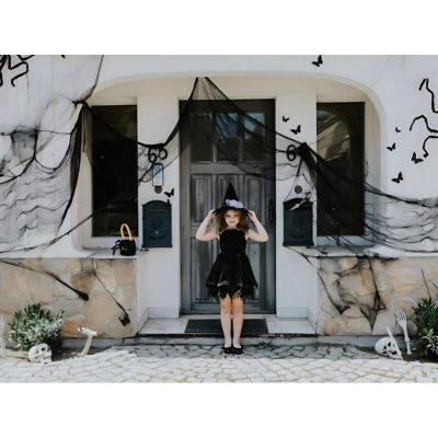 Material decorativ panza paianjen, l 72cm, L 980cm, neagra, PartyTime Halloween