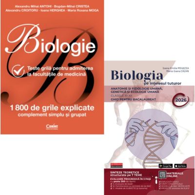 Pachet Biologia pe intelesul tuturor clasele 11-12 si 1800 de teste grila explicate - Maria Ioana Cazan, Alexandru Mihai Antohi