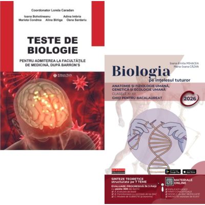 Pachet Biologia pe intelesul tuturor clasele 11-12 si Teste pentru admiterea la facultatile de medicina, dupa Barron’s - Maria Ioana Cazan, Lorela Caradan