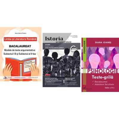 Pachet Bacalaureat Limba si literatura romana Subiectul 1 si 2, Istoria pe intelesul tuturor si Psihologie - Diana Ioanes, Lucia Copoeru, Oana Valeria Chelaru