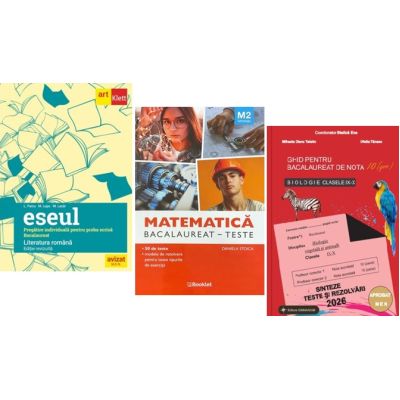 Pachet Bacalaureat 2026. Eseul. Pregatire individuala pentru proba scrisa, Matematica M2 Tehnologic si Biologie clasele 9-10 - Liliana Paicu, Daniela Stoica, Stelica Ene