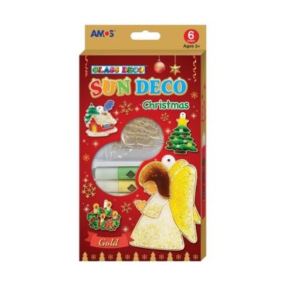 Set creatie AMOS SD10P6-CH, GlassDeco Christmas, 6 culori /10. 5ml+6 sabloane