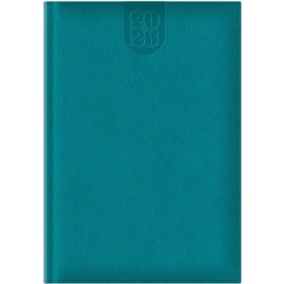 Agenda A4 datata 2026 Dakota EJ-1407, 128 pagini ivory, coperta buretata turcoaz, cu margini aurii