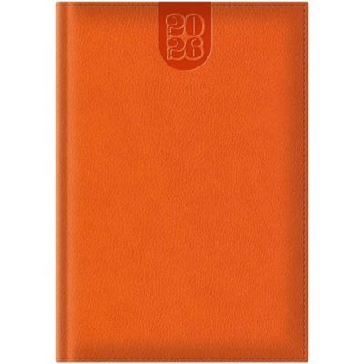 Agenda A5 datata 2026 Dakota EJ-1413, 336 pagini ivory, coperta buretata portocalie, cu margini aurii