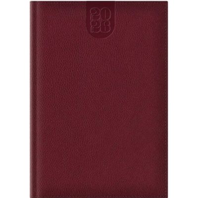 Agenda A5 datata 2026 Dakota EJ-1414, 336 pagini ivory, coperta buretata bordeaux, cu margini aurii