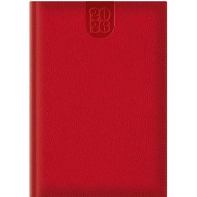 Agenda A5 datata 2026 Dakota EJ-1415, 336 pagini ivory, coperta buretata rosie, cu margini aurii