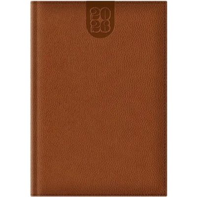 Agenda A5 datata 2026 Dakota EJ-1416, 336 pagini ivory, coperta buretata maro inchis, cu margini aurii