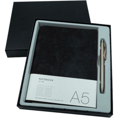 Agenda A5 nedatata + pix, CNX 163-25, neagra, 100 pagini, cutie cadou neagra