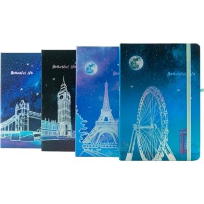 Jurnal A5 CNX 5703-14, 160 pagini, orase europene, coperta carton, cu elastic