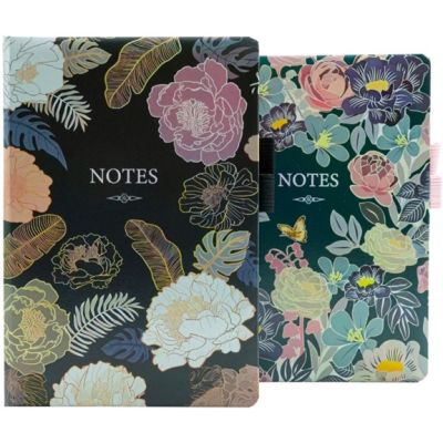 Jurnal A5 CNX 6600-32, 160 pagini, flori, coperta carton, cu suport de pix