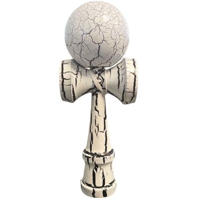 Kendama X Originala, Profesionala, Flippy, Cracked, din lemn, 18 cm, Alb/Negru