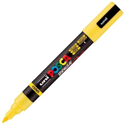 Marker UNI PC-5BR, varf pensula, 1-4 mm, galben, Posca (M1605)