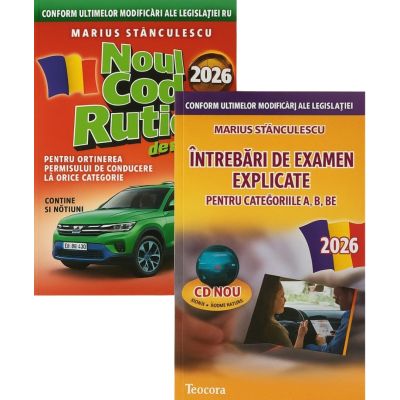 Pachet Legislatie rutiera 2026. Noul cod rutier si Intrebari de examen explicate pentru categoriile A, B, BE + CD (cod acces online) - Marius Stanculescu