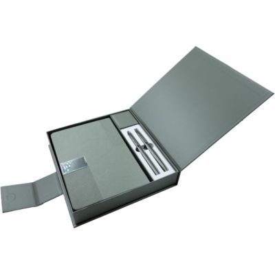 Set cadou stilou + pix + agenda A5 Office-Cover, metalic, grafit cu striatii, cutie cadou
