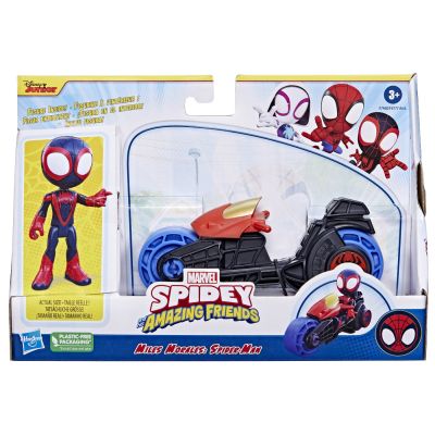 SPIDEY PRIETENII EXTRAORDINARI SET MOTOCICLETA SI FIGURINA MILES MORALES SPIDER MAN 10CM