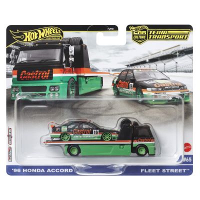 Hot Wheels Transportator Fleet Street cu masinuta Honda Accord 96 scara 1: 64
