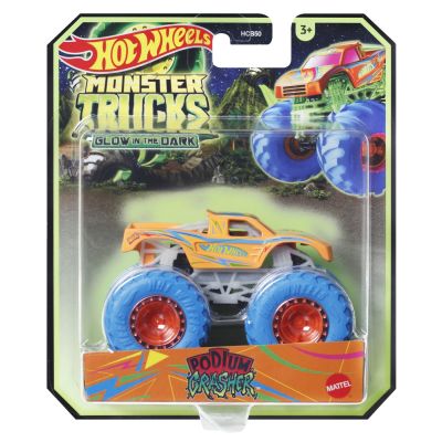 HOT WHEELS MONSTER TRUCK GLOW IN THE DARK MASINUTA PODIUM CRASHER SCARA 1: 64