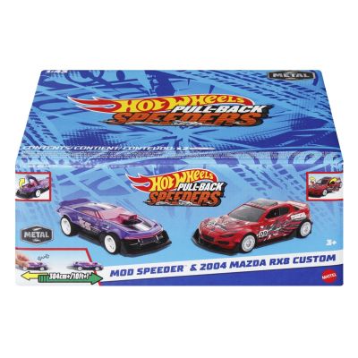 HOT WHEELS SET 2 MASINUTE METALICE PULL BACK MOD SPEEDER SI 2004 MAZDA RX8 CUSTOM 1: 43