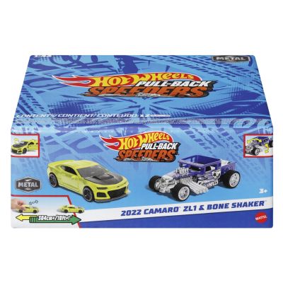 HOT WHEELS SET 2 MASINUTE METALICE PULL BACK 2022 CAMARO ZL1 SI BONE SHAKER 1: 43