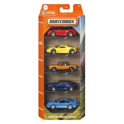 Matchbox Set 5 masinute metalice Porsche Heroes scara 1: 64