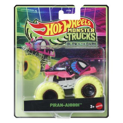 HOT WHEELS MONSTER TRUCK GLOW IN THE DARK MASINUTA PIRAN-AHHHH CU ROTI VERZI SCARA 1 LA 64