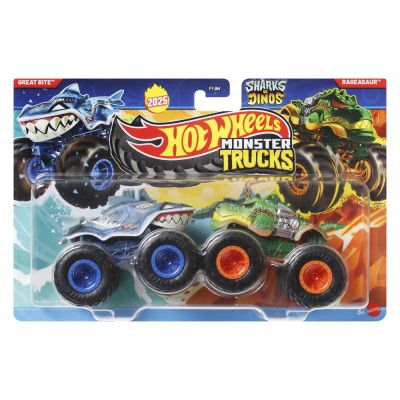 HOT WHEELS MONSTER TRUCK SET 2 MASINI GREAT BITE SI RAGEASAUR SCARA 1 LA 64