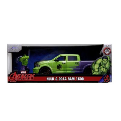 JADA MARVEL SET FIGURINA HULK SI MASINUTA METALICA RAM 1500 2014 SCARA 1: 24