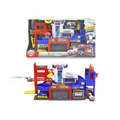 DICKIE SET STATIE DE POMPIERI SI SALVARE CU PULVERIZATOR DE APA SUNETE SI LUMINI