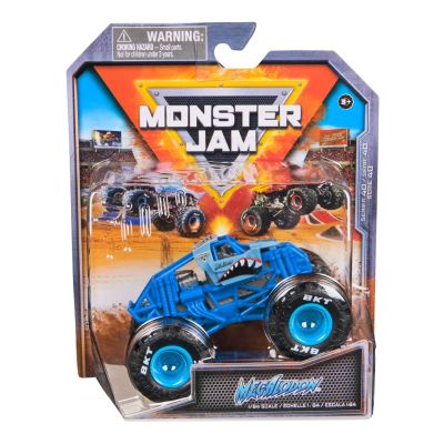 MONSTER JAM MASINUTA METALICA MEGALODON ALBASTRU SCARA 1 LA 64