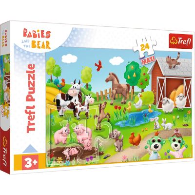 PUZZLE TREFL 24 MAXI BABIES AND THE BEAR ANIMALE LA FERMA