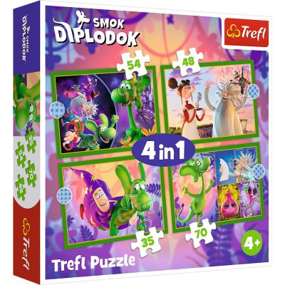 PUZZLE TREFL 4IN1 LUMEA DRAGONULUI DIPLODOK