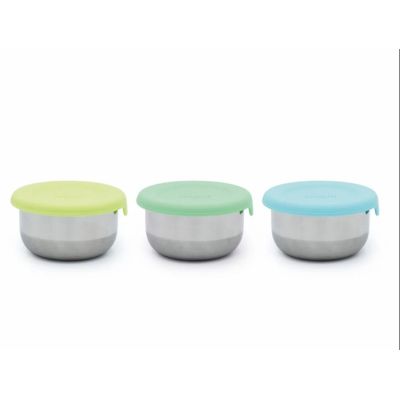SET 3 RECIPIENTE MINI INOX CU CAPAC SILICON, MELII, BLEU MINT LIME