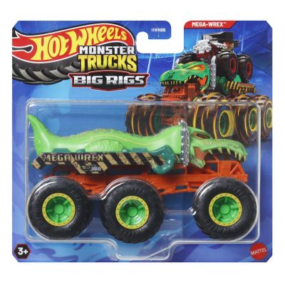 Hot Wheels Monster truck Big rigs Masinuta metalica cu 6 roti Mega-Wrex scara 1 la 64