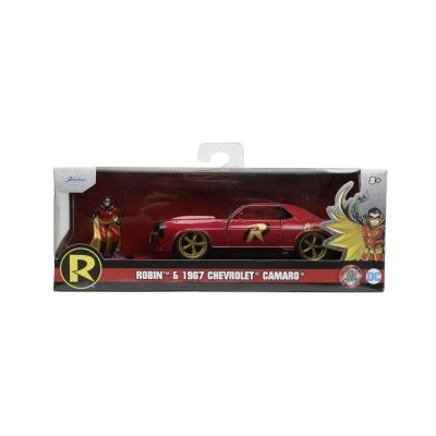 JADA BATMAN SET FIGURINA ROBIN SI MASINUTA METALICA CHEVROLET CAMARO 1967 SCARA 1: 32
