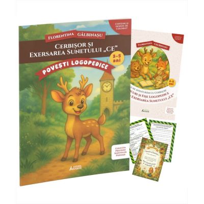 Pachet Logopedic corectare pronuntie sunet „E (Cerbisor): Poveste, caiet de exercitii si diploma