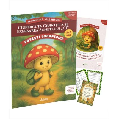 Pachet Logopedic corectare pronuntie sunet CI (Ciupercuta Ciubotica): Poveste, caiet de exercitii si diploma