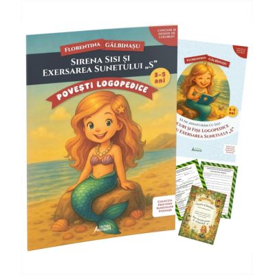 Pachet Logopedic corectare pronuntie sunet S (Sirena Sisi): Poveste, caiet de exercitii si diploma