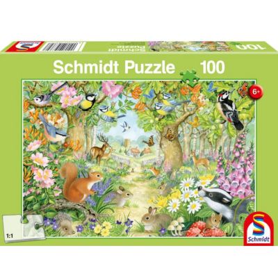 Puzzle 100 piese, Animale in padure, Schmidt