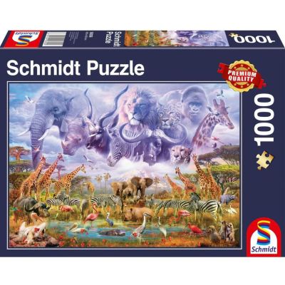 Puzzle 1000 piese, Animale la adapat, Schmidt