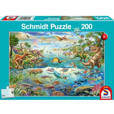 Puzzle 200 piese, Descopera dinozaurii, Schmidt