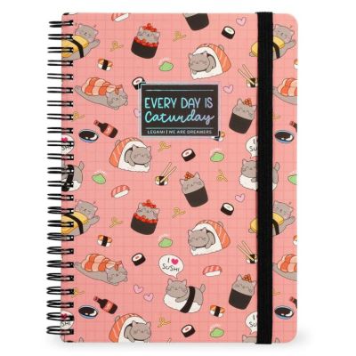 Caiet dictando cu spirala, Maxi A4, Pisica Sushi, Legami