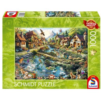 Puzzle 1000 piese, Satul de la marginea padurii, Schmidt
