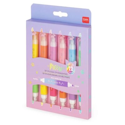 Set 6 carioci evidentiatoare cu varf dublu, Meow, Legami