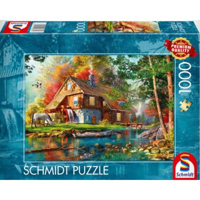 Puzzle 1000 piese, Moara de apă în toamnă, Schmidt