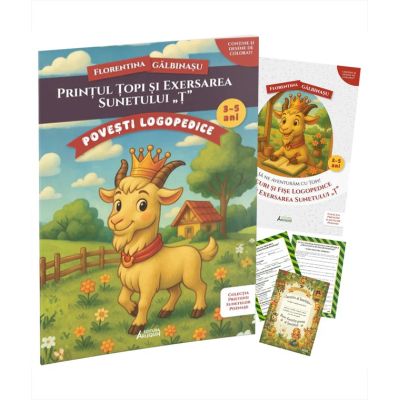 Pachet Logopedic corectare pronuntie sunet T (Printul Topi). Poveste, caiet de exercitii si diploma