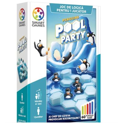 Joc de logica Penguins Pool Party, cu 60 de provocari, limba romana